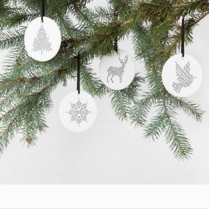 Hearth and Hand with Magnolia White Ornaments Set of 4 New